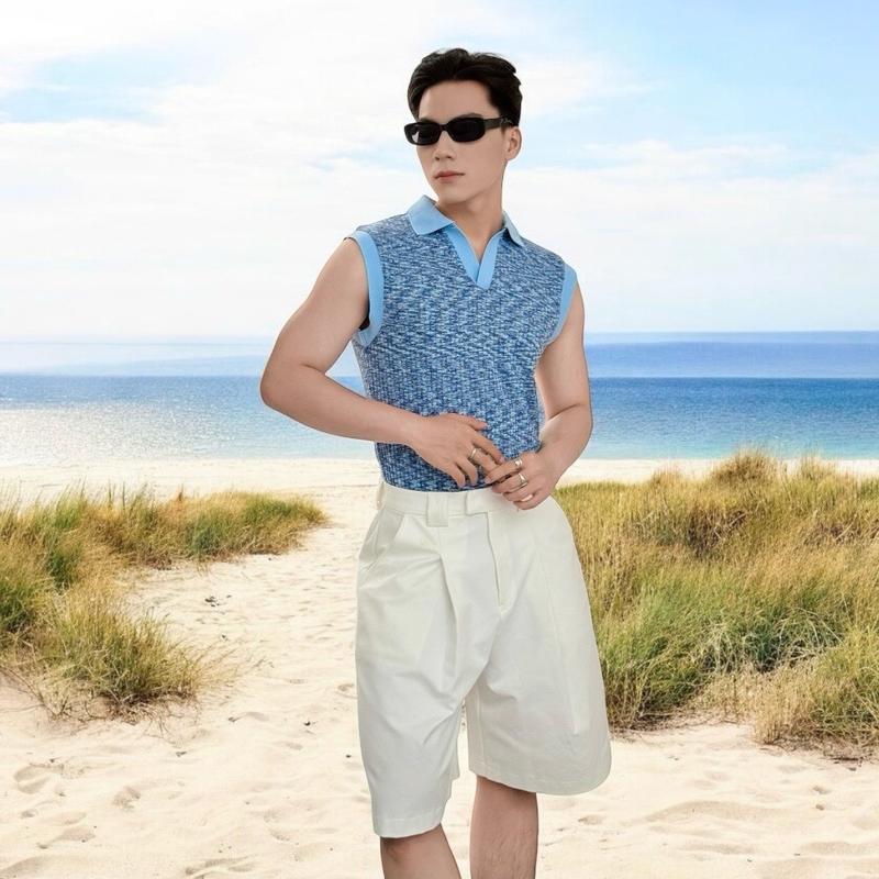 Áo thun polo sát nách cho mùa hè mát mẻ [Mã 129] Menswear Nam Có Cổ 5