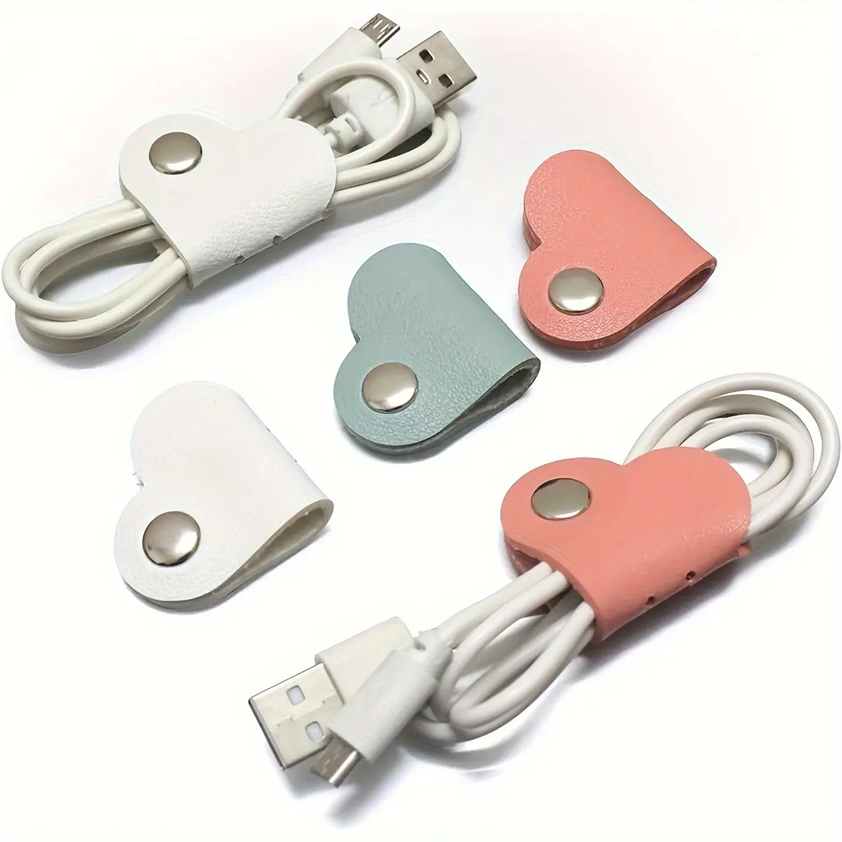 Bộ Sắp Xếp Dây Da PU Hình Trái Tim, Thiết Kế Sống Động, Có Sẵn Trong 1 / 3 / 5 / 10 Cái, Để Quản Lý Tai Nghe & Cáp Tai Nghe Dễ Dàng, Kẹp Quản Lý Cáp Không Chạy Bằng Pin, Giữ Dây Nhiều Màu, Thích Hợp Cho Nam Và Nữ, Hoàn Hảo Cho Du Lịch Và Sử Dụng Hàng Ngày
