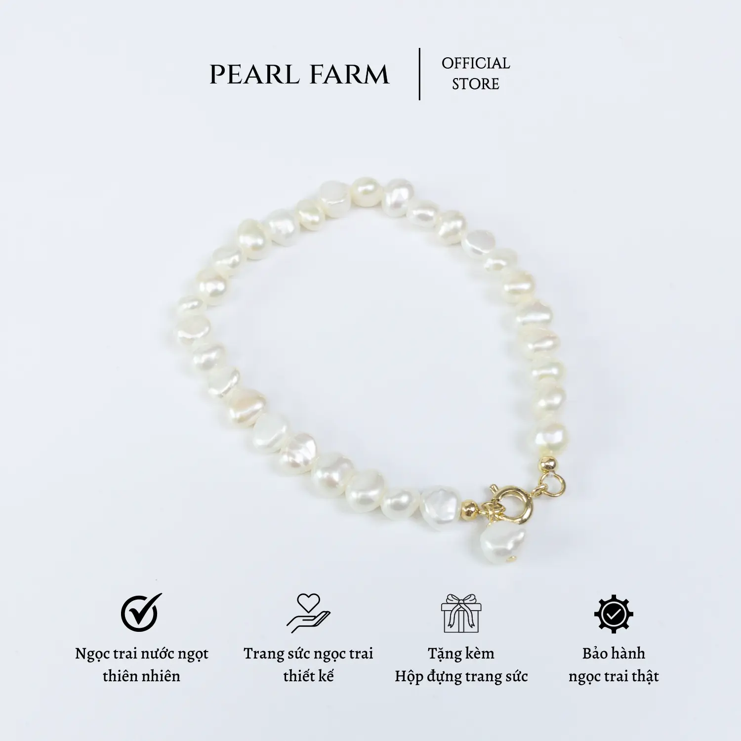 Lắc Tay Ngọc Trai Dị 5-6ly Móc Cài Trẻ Trung Pearl Farm