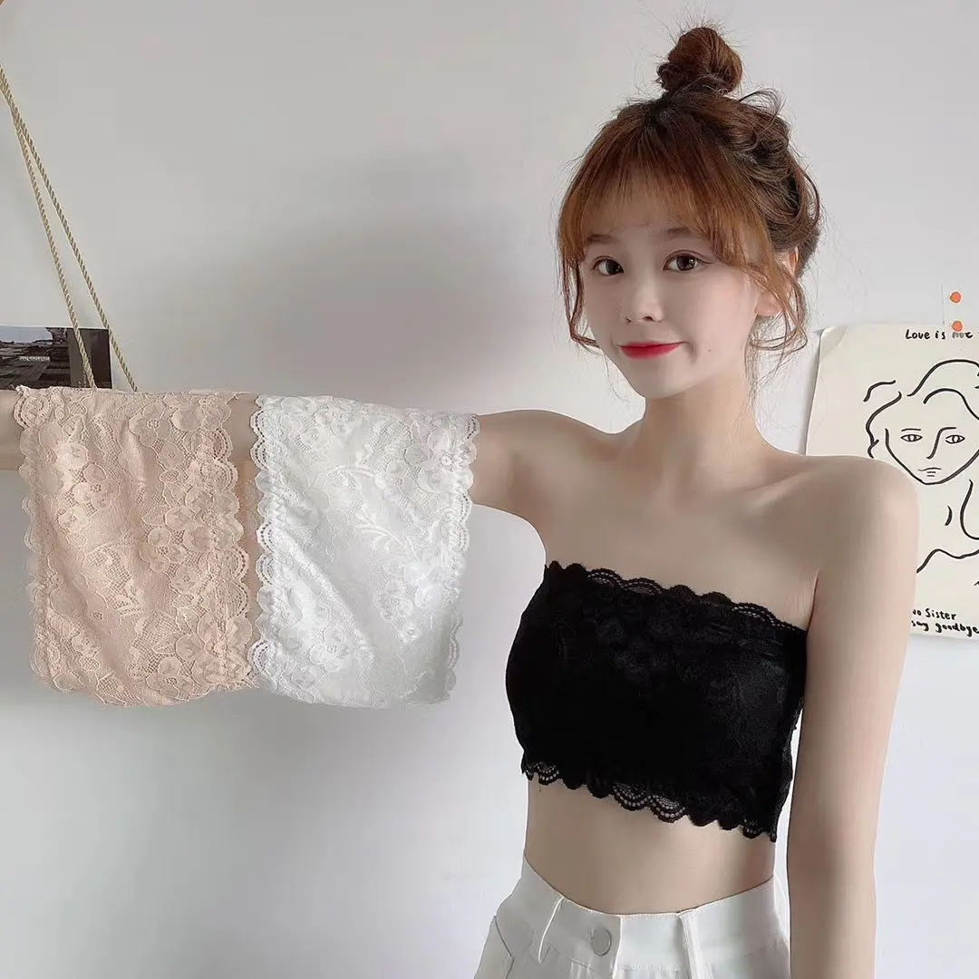 Áo Crop Top Không Dây, Không Lưng Ren, Kiểu Băng Đô, Thích Hợp Cho Bé Gái Và Học Sinh, Không Có Vòng Thép, Thể Thao Cơ Bản, Có Thể Mặc Bên Trong Hoặc Ngoài Trời, Nữ