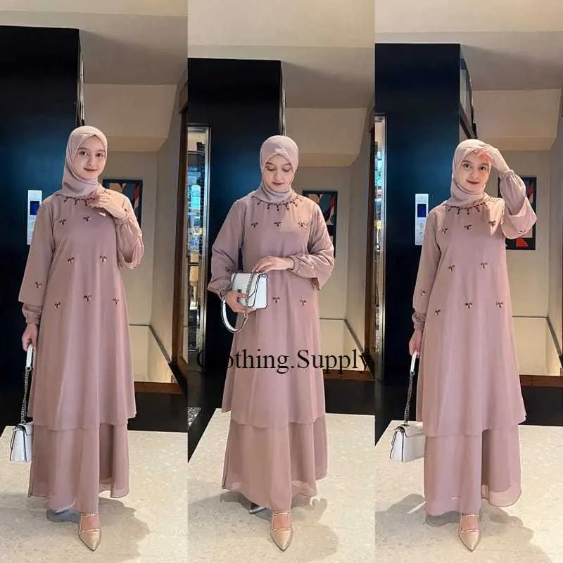 GAMIS MALAYSIA CERUTY FAYZA PAYET DRESS KONDANGAN DRESS PESTA DRESS MALAY TERBARU Muslim Wanita Dewasa Lebaran 5