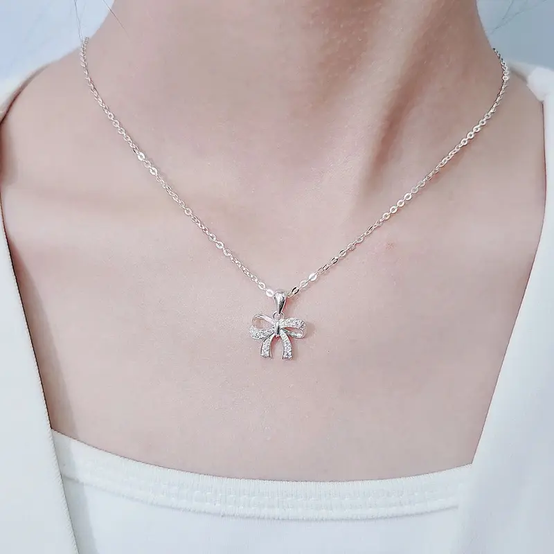 QMJ STORE- Dây chuyền NƠ TIỂU THƯ bạc nữ đẹp QMJ NT40, thời trang phụ kiện trang sức bạc 925 cao cấp 1