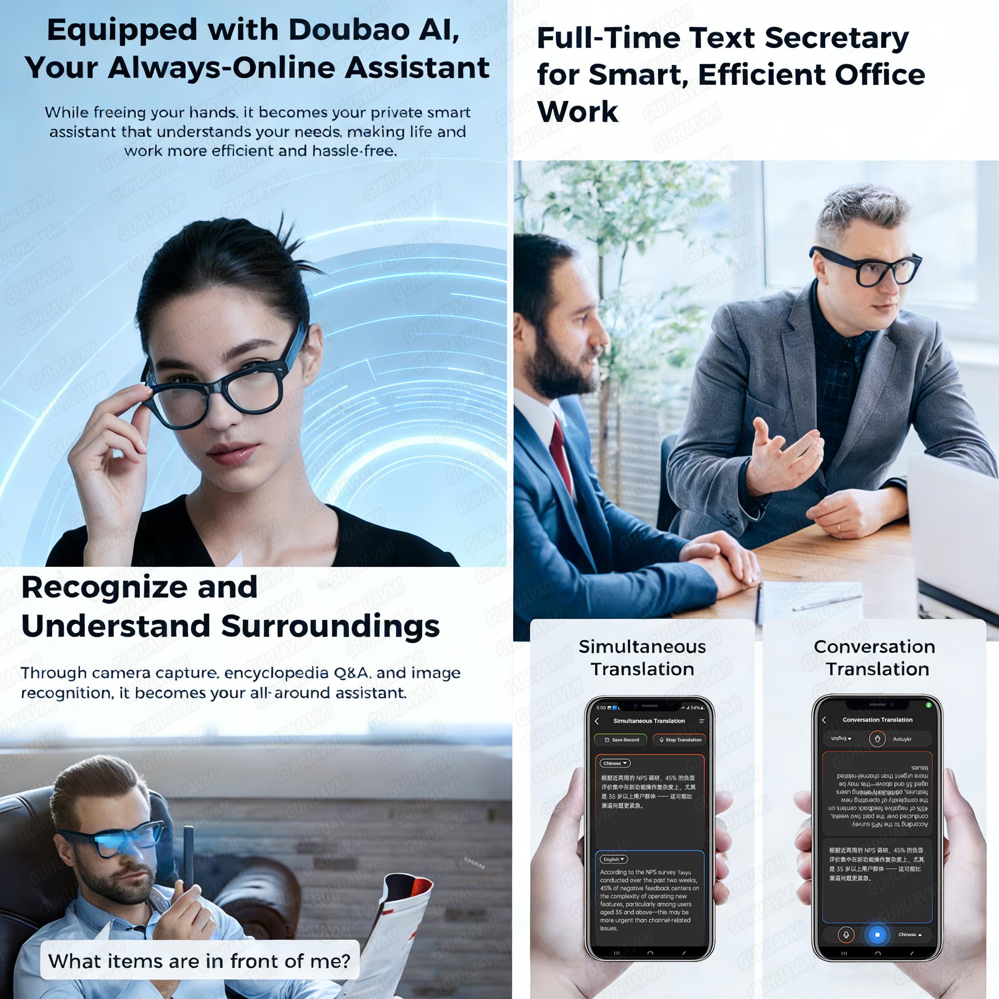 2026 New 3600mAh Large Capacity Smart Glasses 800W Pixel Anti-shake Camera 120+Language Translation Video Recording Call Glasses - Image 5