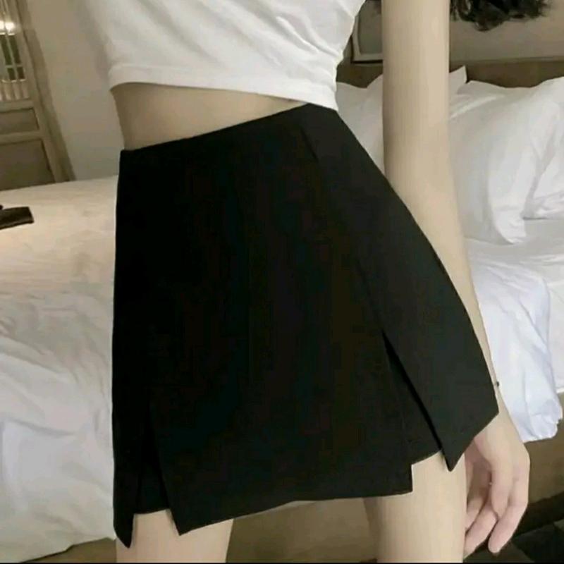 CHÂN VÁY nữ lưng cao XẺ TÀ 2 bên Màu Đen Voi Women Chân Váy Voan công sở đi làm đi chơi