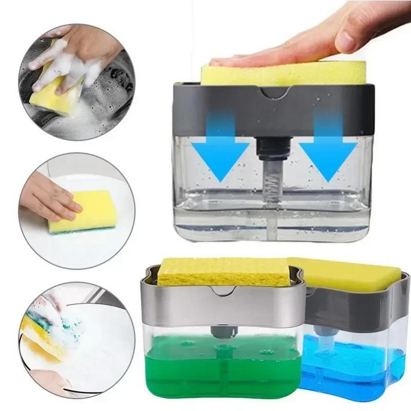 380ml Kitchen Sponge Dispenser Automatic Soap Dispenser Bottle for Detergent Liquid Dish Soap Dispenser Manual Soap Pump 5