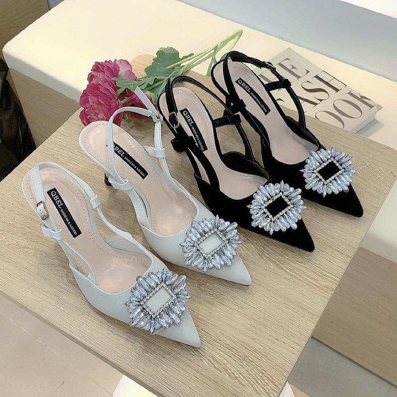 Giày cao gót nữ 7p sục quai hậu gót nhọn da lì phủ nhung tuyết phối khoá đá MIỄN SHIP - FORM CHUẨN shoes nữ - mã SP. SH717 đi chơi Noel Tết