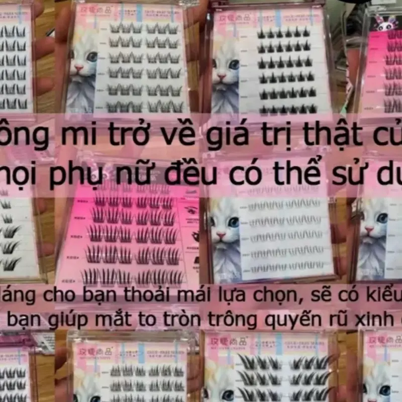 Lông mi giả Sẵn Keo, mi tự dính, Mi giả tái sử dụng, Chống Nước 24h Dáng Hàn Quốc | COMBO 4 tặng Keo | Bao Bì Cao Cấp- Dành cho mắt 1 mí/ tròn