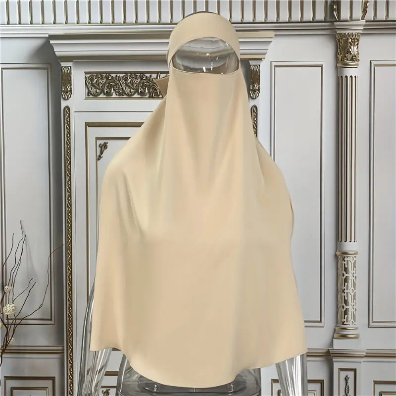 Solid Color Back Tie Hijab Ramadan Head Scarf Casual Breathable Mask Head Wraps Turban Face Covering For Women 5