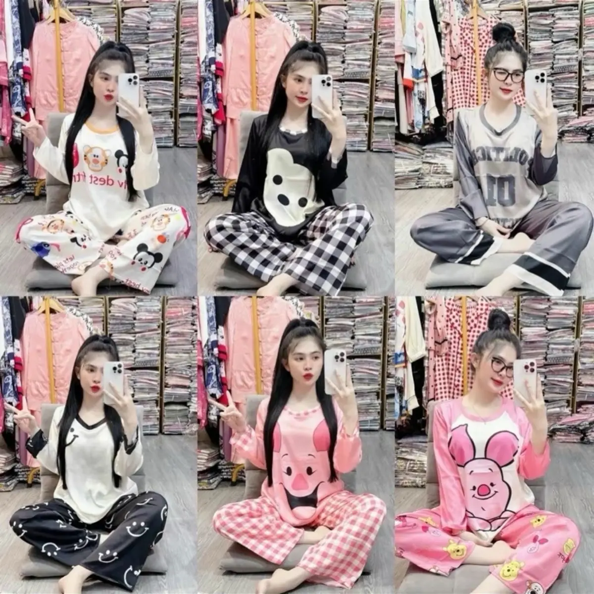 BỘ PIJAMA CỔ TRÒN LỤA MỊN TƠ TẰM SIZE 40-58kg mềm mịn mát cao 1m63 đổ về Nữ Women