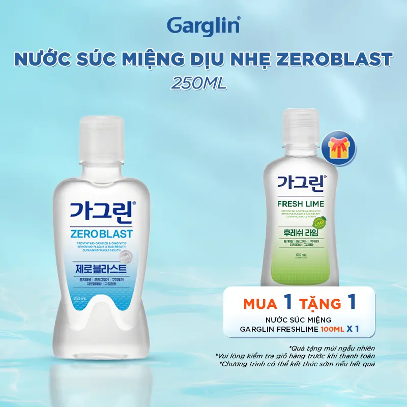 Nước súc miệng Garglin Zeroblast chai 250ml - Hàng chính hãng