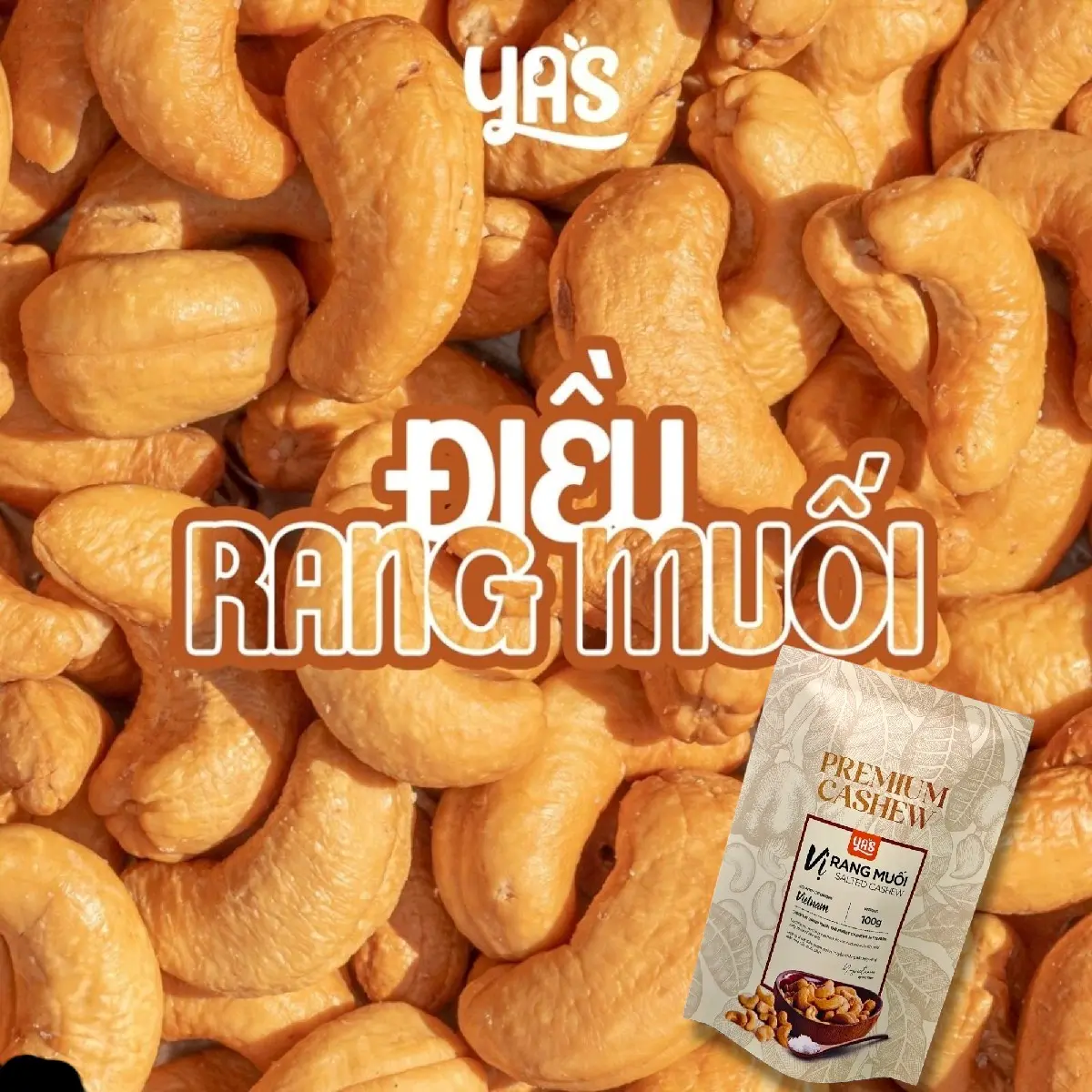 Hạt điều rang muối cao cấp YAS túi 100G - Hạt điều cao cấp làm đồ ăn vặt, quà tặng Snack Food Nuts hạtđiều 7vị