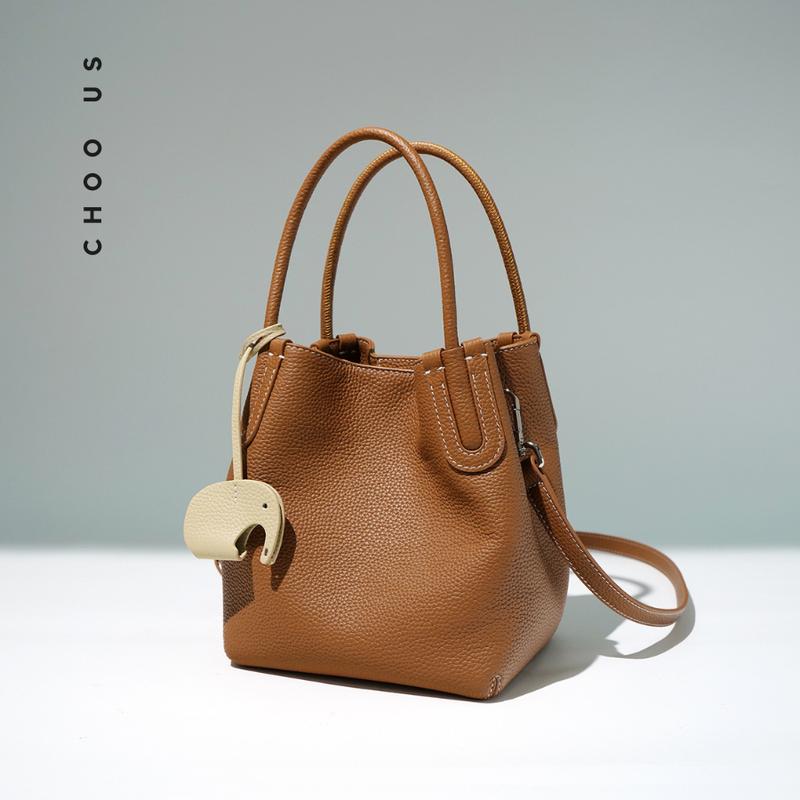 Túi xách nữ TWIN BAG Da Bò (Kèm charm Voi) - Choous ( Kem , Nâu, Xám)