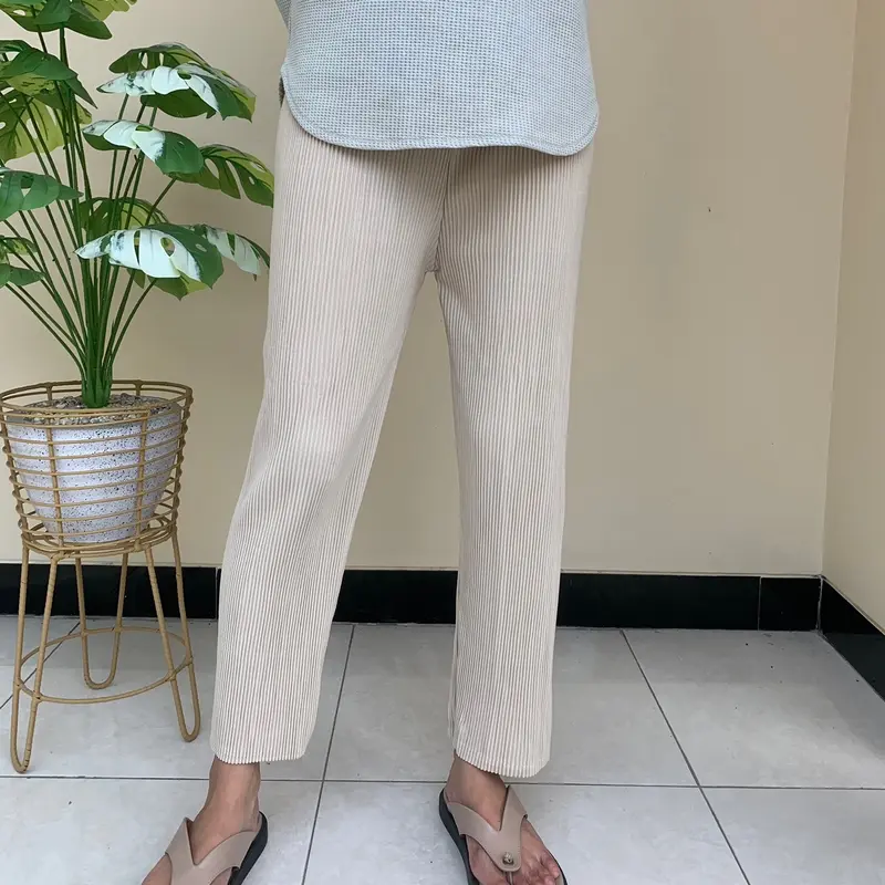 [milihbeau] Pencil Pleated Pants - celana pensil tidak terawang slim-fit plisket cocok untuk harian celana kerja celana kuliah celana jalan santai di rumah celana melar nyaman tidak gerah xs-xl 012 celana putih celana panjang celana krem celana hitam 2