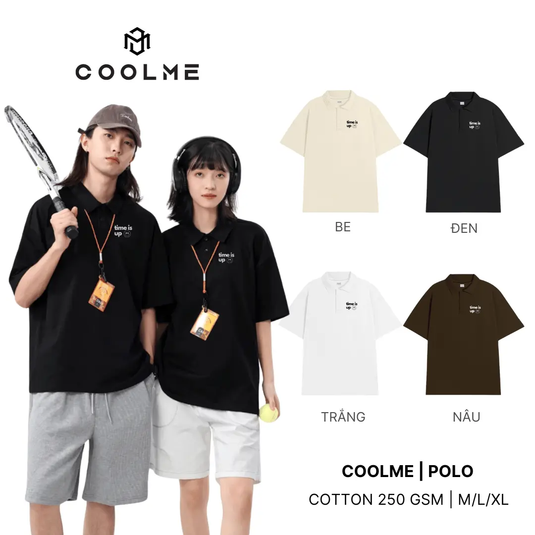 Áo Polo Coolme Time Is Up Premium Cotton Có Cổ Đen Nam Menswear Thun