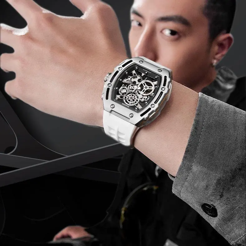 Đồng hồ cơ automatic nam Mark FairWhale size 43mm máy tourbillon chống nước 3ATM phong cách thể thao 7