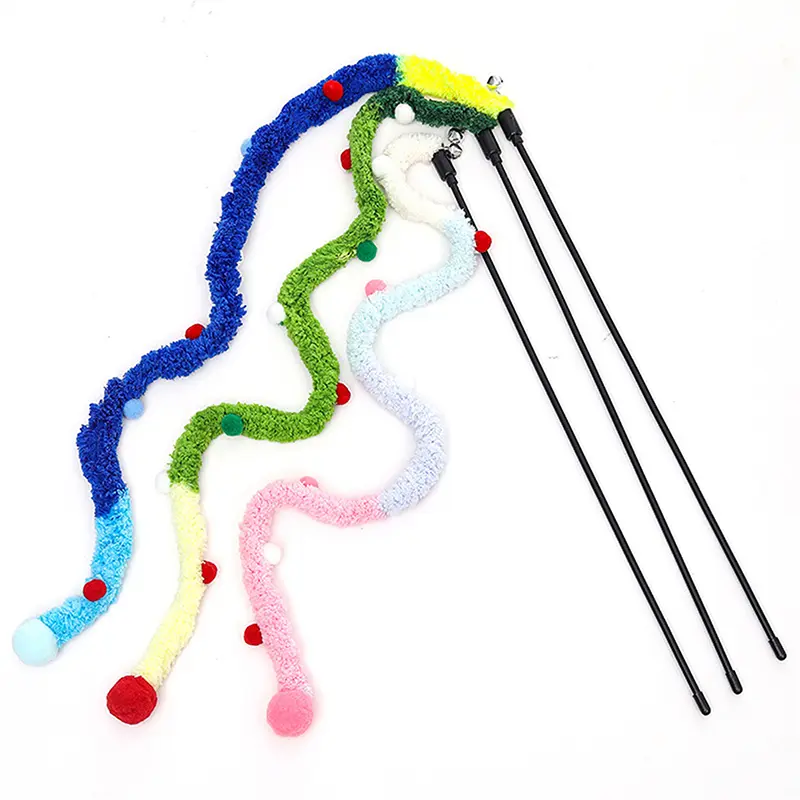 Cat Teaser Toy Colorful Plush Rope Anti-boring Wand Toy Interactive Toy Pet Supplies