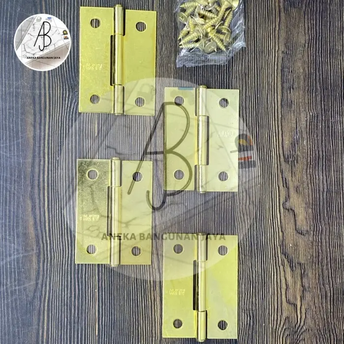 Engsel Tipis KUNING 2" (1Set/4Pcs) / Engsel Kupu-Kupu Lemari Kuning