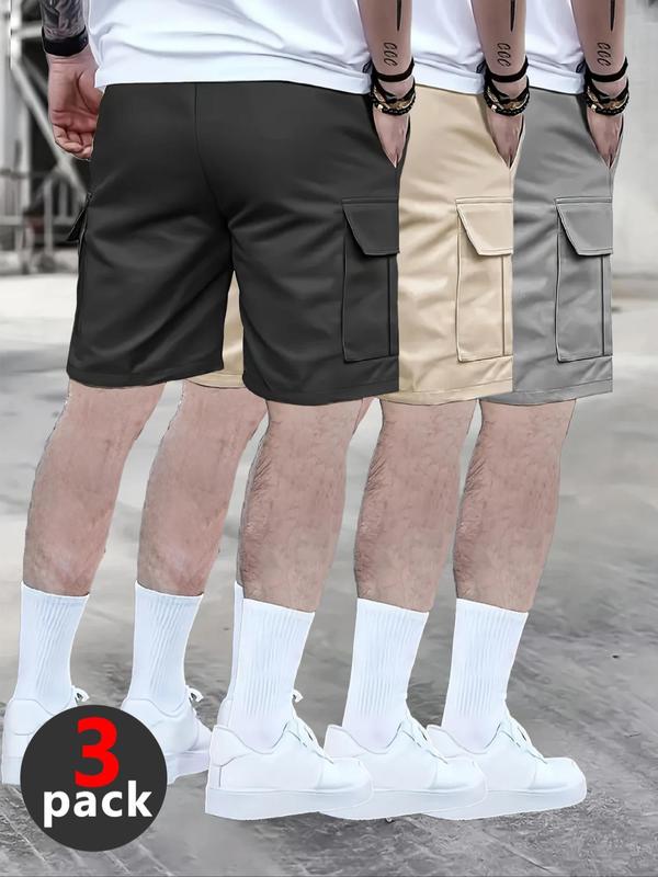 Men's Letter Patched Drawstring Waist Cargo Shorts, Regular Fit Casual Pocket Shorts for Summer, Men's Bottoms for Daily Wear 1