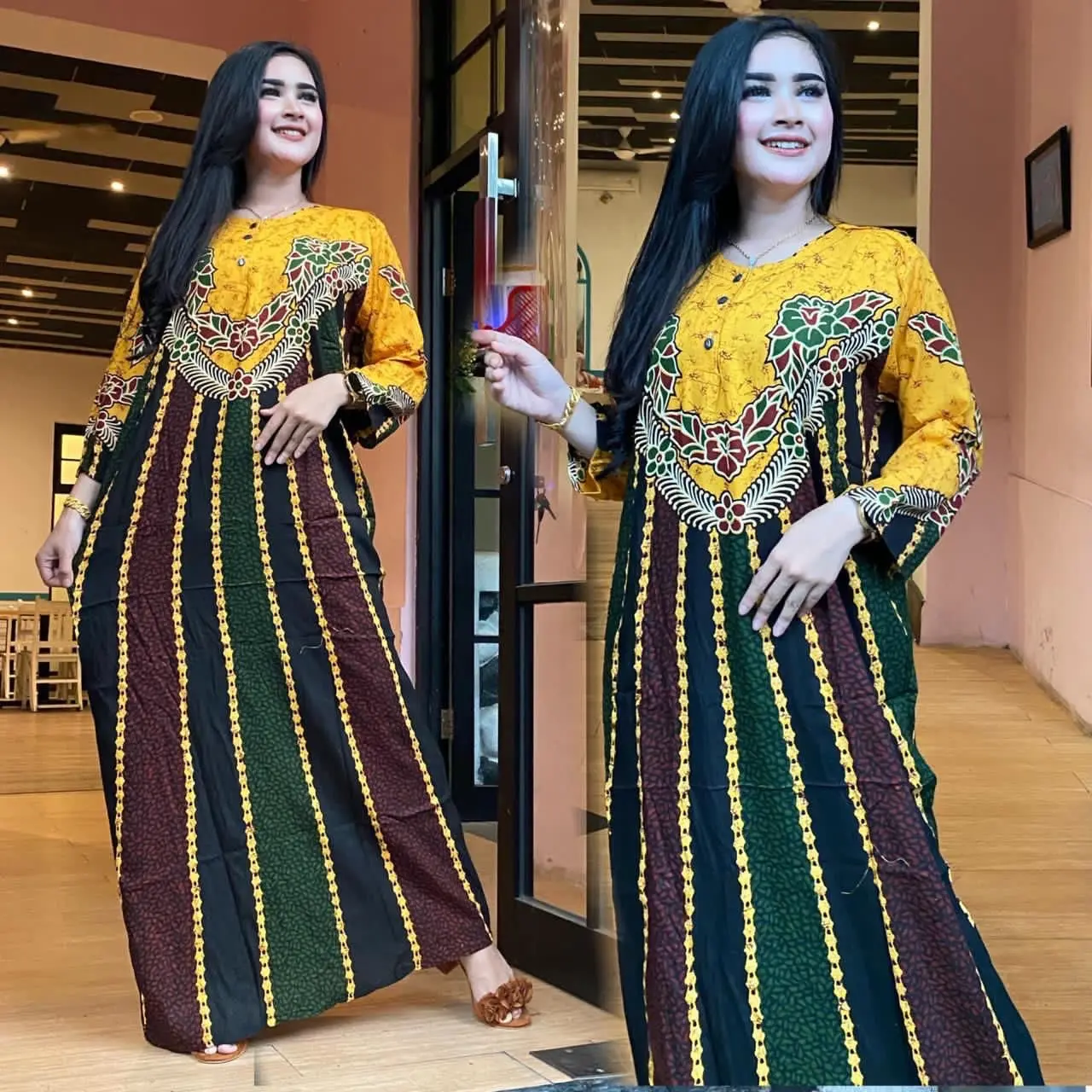 Longdress syahrina busui kancing depan Santai Rayon Casual