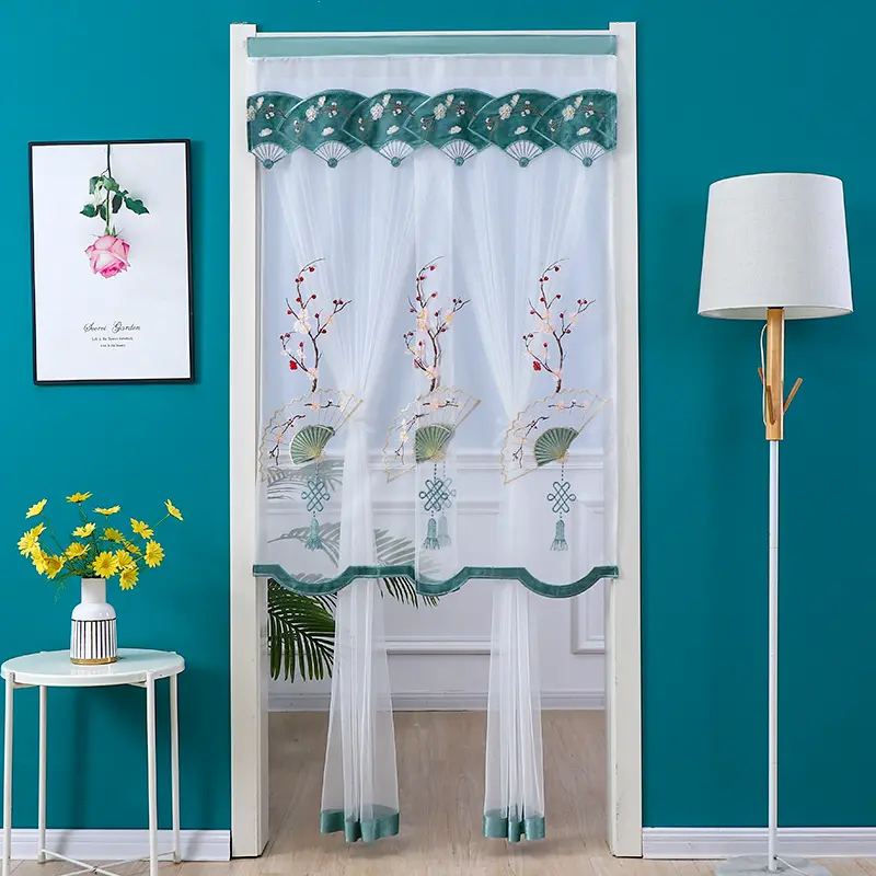 Rèm Lưới, Hai Lớp, 80 * 190 / 100 * 210cm, Thích Hợp Cho Phòng Khách Và Phòng Ngủ, Rèm Chống Muỗi, Rèm Không Cần Đục Lỗ, Rèm Ren, Rèm Cửa Ren, Thiết Kế Hình Quạt Mận, Thích Hợp Cho Phòng Ngủ Và Phòng Tắm, Rèm Thêu Mới 8