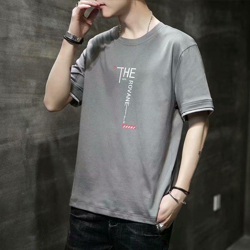 Product Introduction of Short-Sleeved T-shirt Men's Loose Fashion Brand Fake Two Pieces Half-Length Sleeve Underwear Blouse Korean Style Handsome Summer Clothes 5