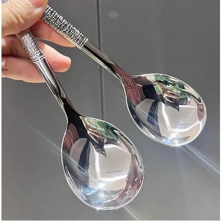 FullBox 10 Thìa Inox Cán Dài Chống Gỉ Sáng Bóng Muỗng Inox Ăn Súp Đầu Tròn Thiết Kế Sang Trọng Hiện Đại Muỗng Ăn Cơm Phong Cách Hàn Quốc
