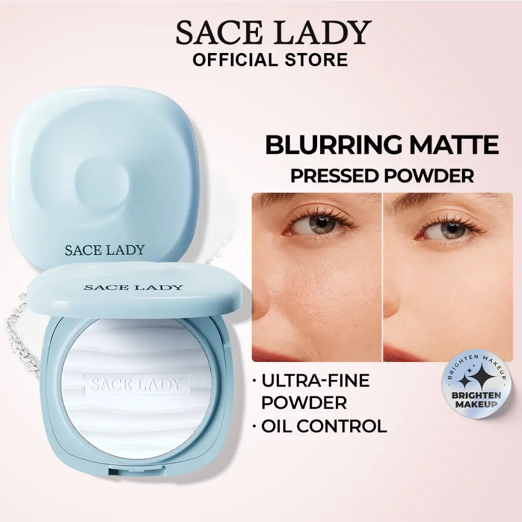 【COD】SACE LADY Blurring Matte Pressed Powder Oil control Brighten Face Powder Waterproof Long Lasting Facial Makeup Cosmetic Matte and delicate powder texture  Skin friendly