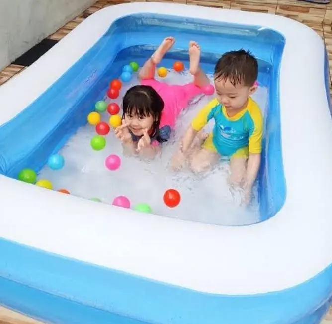 (COD) Kolam renang anak 2 METER kolam mandi bola ukuran jumbo inflatable pool kolam renang karet KERANJANG KUNING Kado Permainan 5