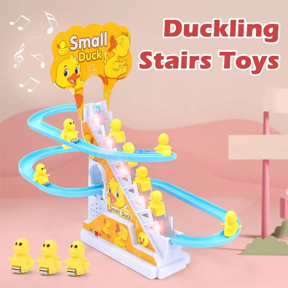Funny Baby Toys Electric Duck Track Slide Toys Boys Girls Ducks Climb Stairs Toy Baby LED H4A9