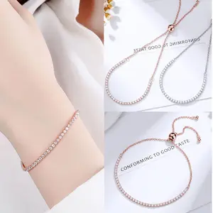 Temaram-Gelang Zirkon Mikro Bertatahkan Mewah Ringan Wanita Perhiasan Tangan Sederhana Dapat Disesuaikan Gelang Fashion