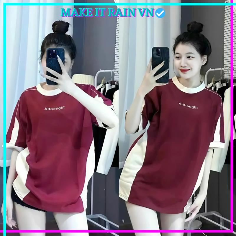 Product Introduction of [MUA CÓ QUÀ] Áo Thun Nam Nữ Raglan ALTHOUGH THÊU Make It Rain Áo Phông Unisex Form Rộng Cổ Tròn Top Nữ 5