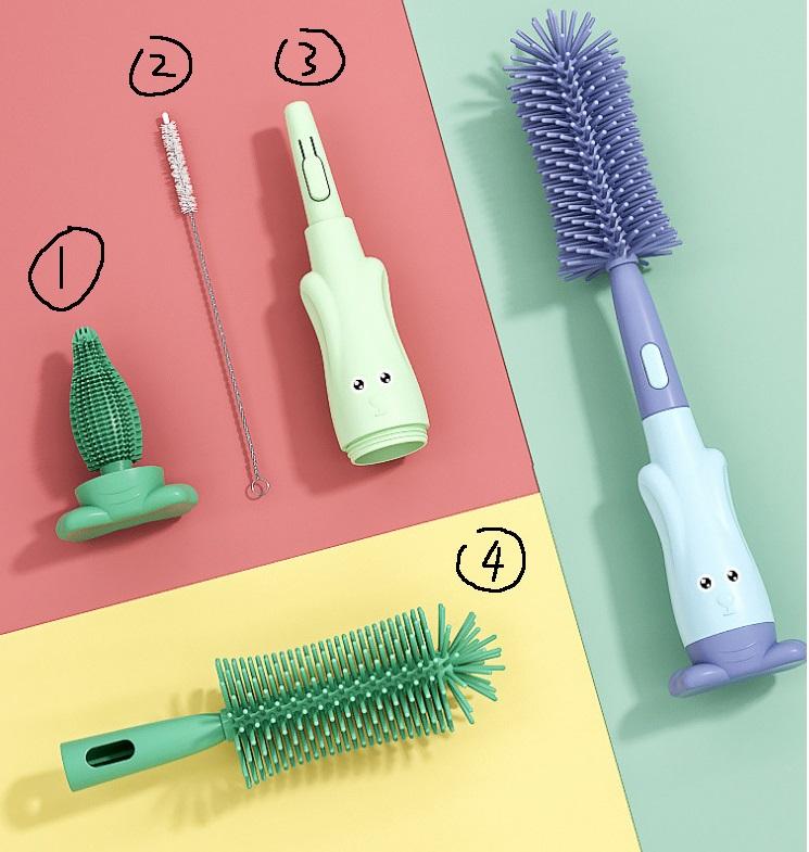 Cọ Rửa Bình Sữa Silicon 3 Trong 1 Cọ Bình Sữa Silicon Cao Cấp Cho Bé