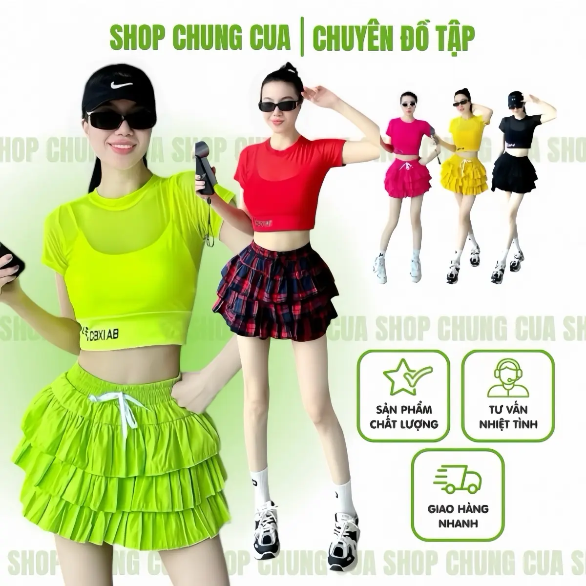 SET BỘ ÁO LƯỚI CROPTOP AB + VÁY KAKI 3 TẦNG, bộ tập thể dục dành cho nữ, tập gym, zumba, shuffle dance, dân vũ, nhiều màu lựa chọn