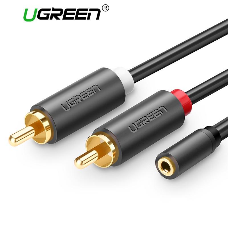 Cáp âm thanh 3.5mm Ugreen 10561 Chính hãng AV102 chân Âm sang 2 đầu bông sen Phụ Kiện