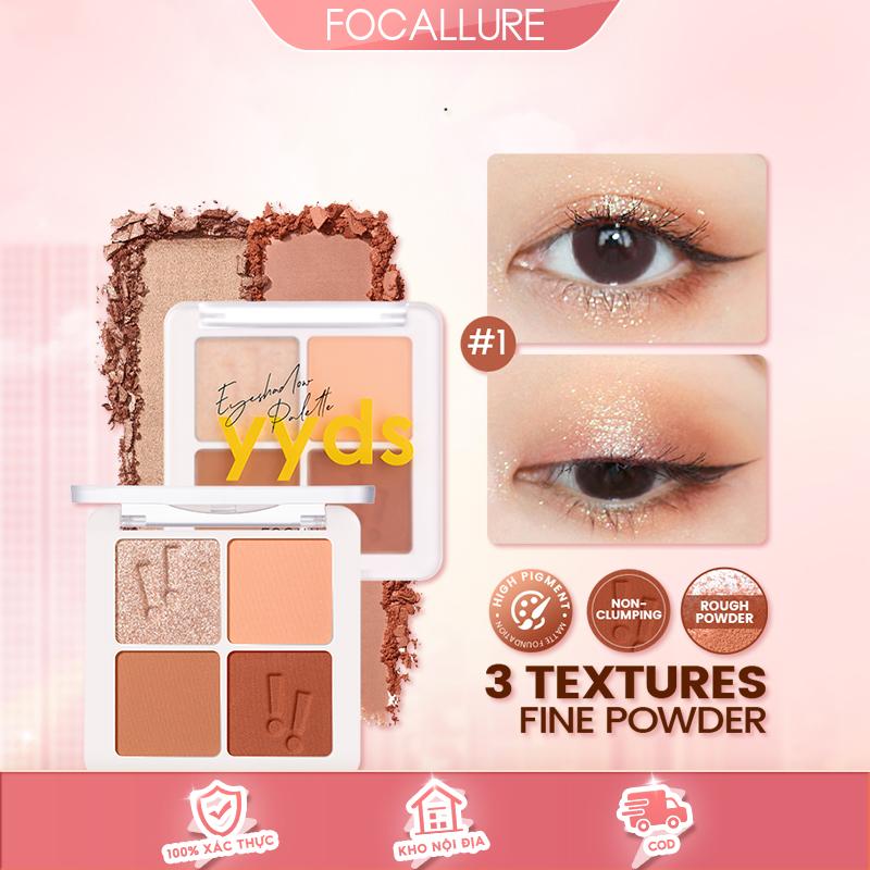  FOCALLURE Bảng phấn mắt Secret Code Không thấm nước và bền tấm bốn màu Kết cấu mềm 4.8g 