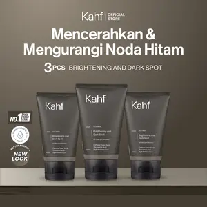 Triple Pack Kahf Face Wash Brightening and Dark Spot Scrub 100 ml - 3 pcs Sabun Cuci Muka Pria Anti Noda Hitam Bekas Jerawat - 3in1 Daily Use, Anti Dark Spot, Cerah, Black, Kusam, Gelap, Bekas, Jerawat, Acne, Prone, Debu, Polusi, Lembab, Moisturizer