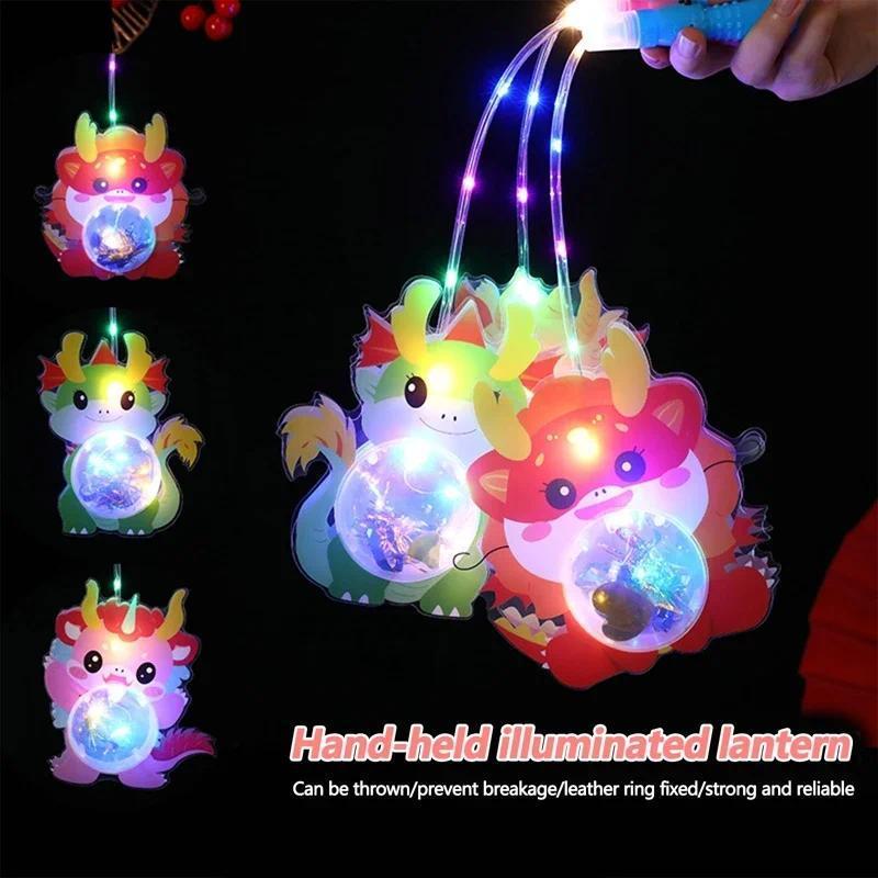 Chinese Lantern Cute Cartoon Dinosaur Dragon Shape Led Mid-Autumn Festival Lantern Children New Year Night Light Gift Decoration Fairy Flower Plant Traditional Ornaments Decor Plastic 0