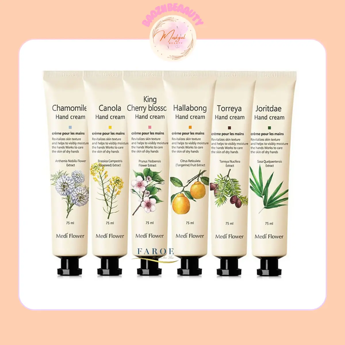 [Set quà tặng] Kem dưỡng mềm & tẩy TBC da tay hương nước hoa Medi Flower Bonita Garden Hand Cream 75ml