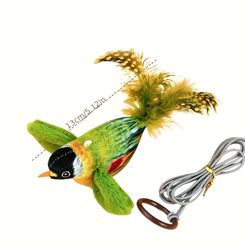 Interactive Simulation Sound Plush Bird Cat Toy, with Realistic Chirping, with Artificial Feather Synthetic Fiber Material and No Battery Required Cartoon Design Toy, Suitable for Indoor Cat Sports Interactive Bird Toy 3