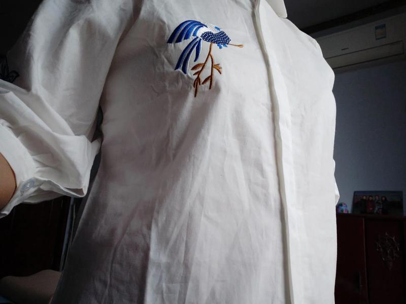 Product Introduction of Áo Sơ Mi Trắng Cho Nữ, Áo Sơ Mi Cotton Dài Tay, Thời Trang Mùa Hè, Thêu Hoa 9