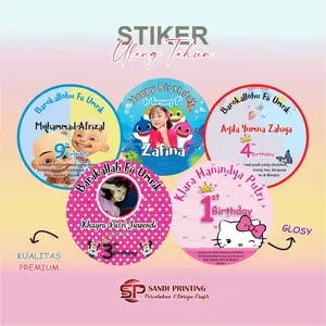 STIKER ULANG TAHUN BULAT KARAKTER (isi24pcs)