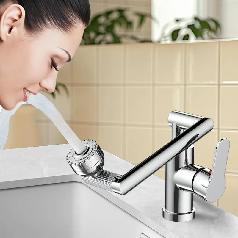 Foldable Kitchen Faucet, 360 Degree Rotatable Bathroom Faucet with 80cm Tubes, Modern Bathroom Sink Faucet, Home Bathroom Accessories 2