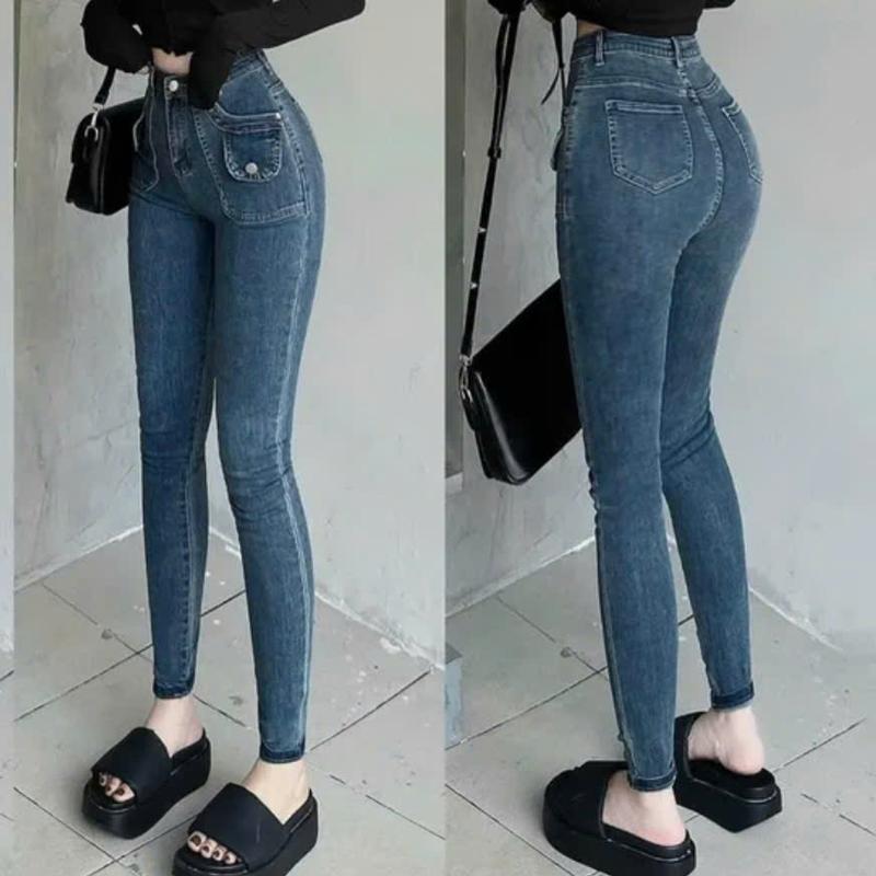 Quần Jean Nữ Lưng Cao ôm body đẹp vải co dãn cao cấp, Quần dài nữ túi kiểu vải denim siêu hack dáng  TH517