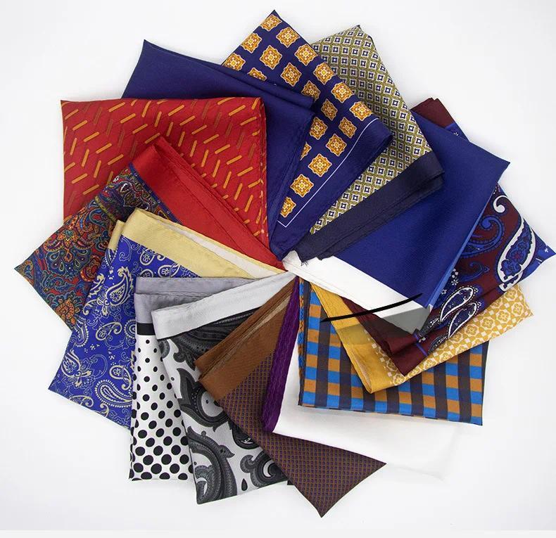 Product Introduction of Men 100% Silk Pocket Square Print Real Satin Small Square Scarf Gentleman Business Suit Shirt Chest Scarf Handkerchief 30*30 Cm 15