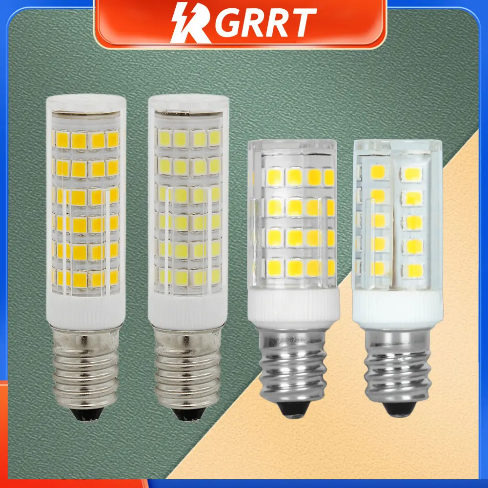 หลอดไฟ LED ข้าวโพด, RGRRT, หลอดไฟตู้เย็น E14 และ E12, ปากสกรู, ไฟในครัวเรือนในร่ม, โคมไฟประหยัดพลังงาน, ลูกปัดข้าวโพดสามสี, มีให้เลือก 3W และ 5W และ 9W