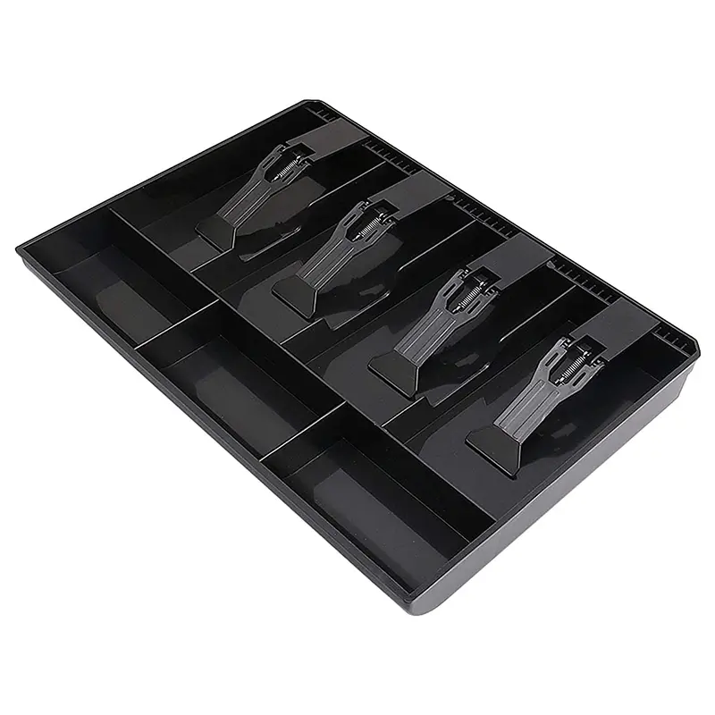 Stationery Laci daftar tunai gantian, 4 bil / 3 syiling, dulang sisipan, 12.6x9.6x1.4 inci Hitam Desk Klip