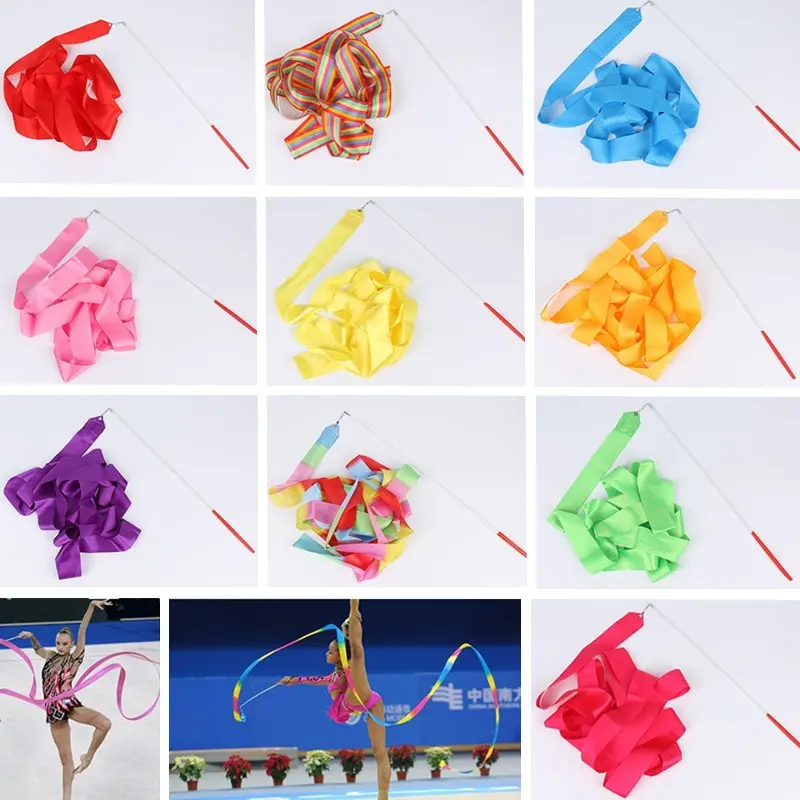 2/4/6 Meters Gymnastics Colorful Ribbons Art Gymnastics Dance Ribbon for Ballet Dancing Twirling Gymnastics Training Equipment
