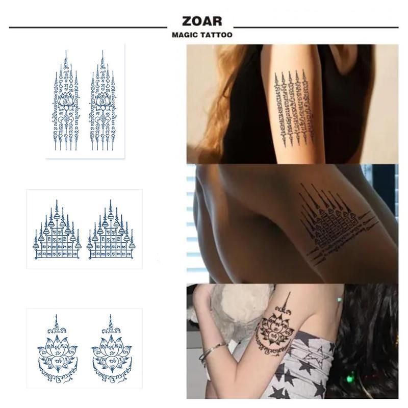Product Introduction of SemiPermanent Thailand Tattoo Waterproof Spike Juice Herbal Stickers with Star Scripture Buddha B1Z5 36