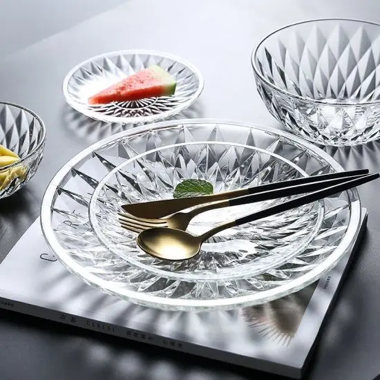Đĩa Khía Thủy Tinh Cao Cấp Ocean, Đĩa Đựng Hoa Quả Chính Hãng Chất Lượng Cao, Đường Kính 19cm / 22cm - P00102/P00172 0
