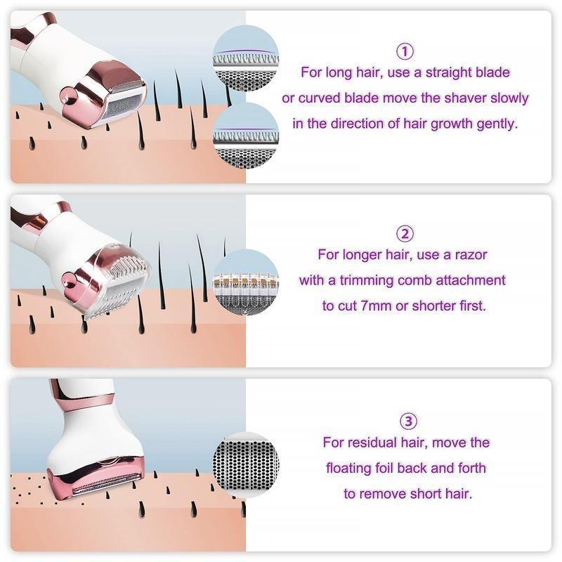 4 in 1 Electric Women's Razor, 1 Box Rechargeable Portable Cordless Body Hair Removal Machine, Personal Care Appliances for Women, Christmas Gift 2